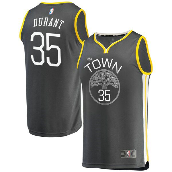 Maillot nba Golden State Warriors Statement Edition Homme Kevin Durant 35 Noir
